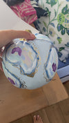 Coastal Blue Oyster Painted Pumpkin Coastal Home Fall Decor