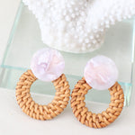 Pink Acrylic & Rattan Hoops