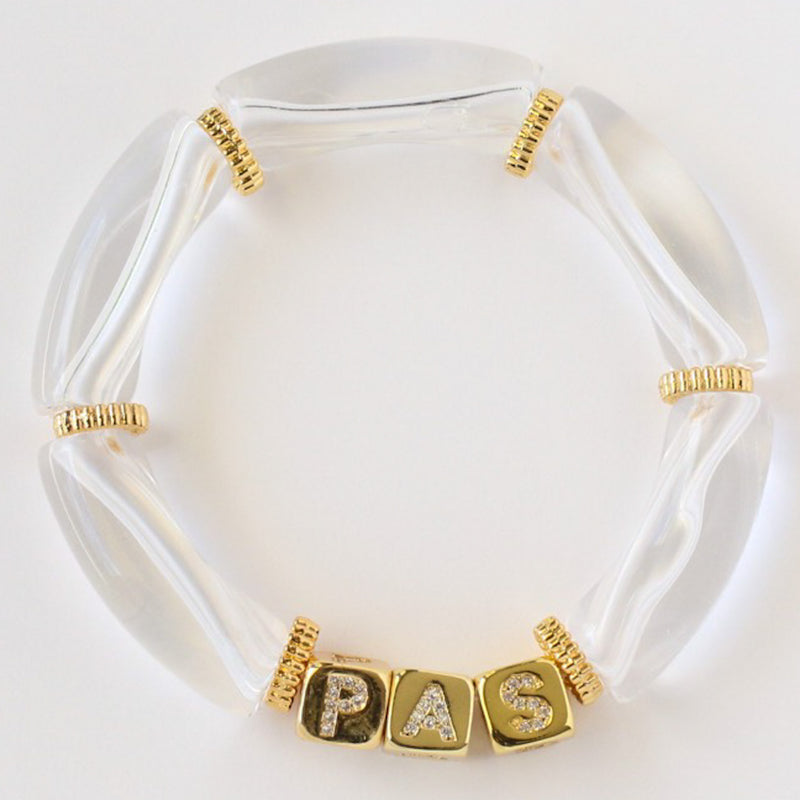 Clear Initial Cube Acrylic Bracelet