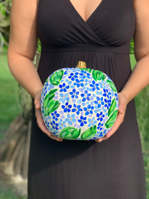 Blue & White Hydrangea Pumpkin