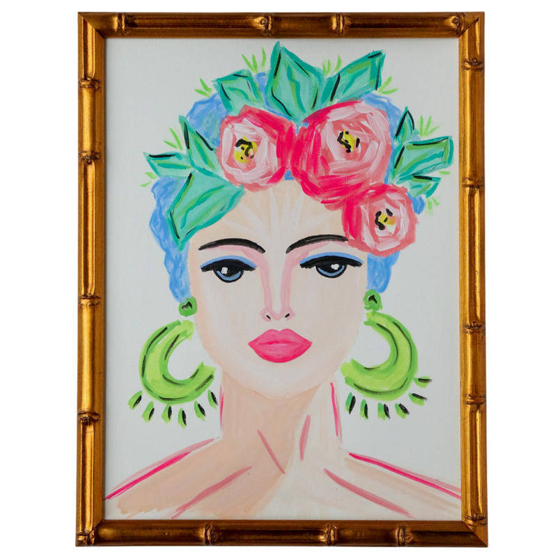 ORIGINAL Vibrant Tropical Lady Gouche on Paper