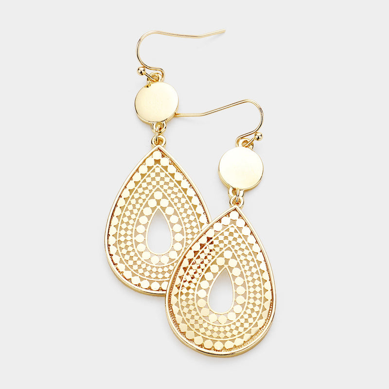 Gold Teardrop Cutout Earrings