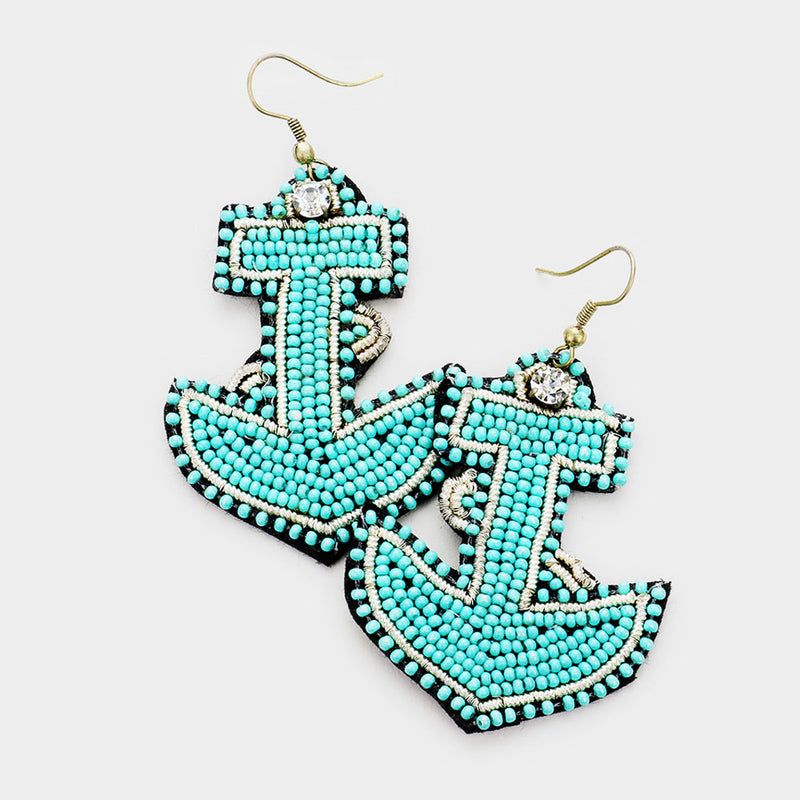 Turquoise Anchor Earrings